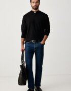 BOSS Green блуза с дълги ръкави мъжка от памук с еластан Tee Collar Long черна 50576916