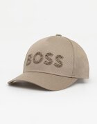 BOSS Green шапка с козирка мъжка от памук Golf бежова 50560379