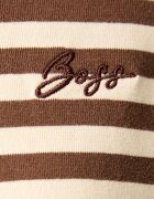 BOSS Orange блуза с дълги ръкави дамска от памук C_Ewa_stripe кафява 50569012