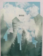 BOSS Orange Памучна тениска Te_Cover в сиво с принт 50556024