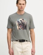 BOSS Orange Памучна тениска Te_Dobermann в сиво с принт 50558965