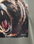 BOSS Orange Памучна тениска Te_Dobermann в сиво с принт 50558965