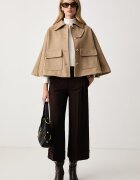 BOSS Orange панталон palazzo дамски C_Talotte кафяв с висока талия 50569090