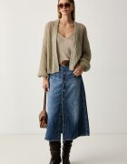 BOSS Orange разкроена пола от деним C_DNM MIDI SKIRT синя 50564430