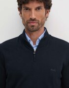 BOSS Памучен пуловер Padro-L в тъмносиньо от лека материя 50516914