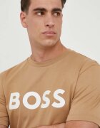 BOSS Памучна тениска в бежово с принт 50495742