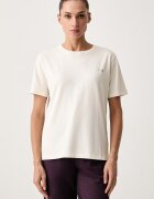BOSS пижама с къси ръкави дамска от памук с еластан CI_T-Shirt XMAS бежова 50579795
