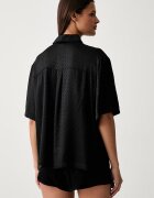 BOSS пижама тип риза дамска от вискоза B Monogram_Top черна 50561023