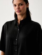 BOSS пижама тип риза дамска от вискоза B Monogram_Top черна 50561023
