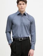 BOSS риза мъжка от памук с еластан H-HANK-kent-C1-214 синя 50469345