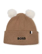 BOSS шапка с помпон за деца кафява J53567
