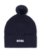 BOSS шапка с помпон за деца тъмносиня J53576