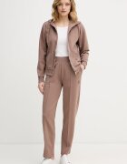 BOSS спортен панталон дамски с памук Shiny B Pants кафяв с висока талия 50557285