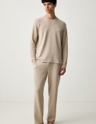 BOSS спортен панталон мъжки с памук Waffle Pants бежов със стандартна талия 50535877