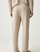 BOSS спортен панталон мъжки с памук Waffle Pants бежов със стандартна талия 50535877