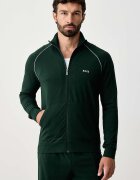 BOSS суичър с цип мъжки от памук с еластан Mix&Match Jacket Z зелен 50515307
