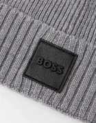 BOSS Вълнена шапка Flavio в сребристо с фина плетка от вълна 50522426