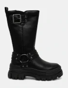 Buffalo Боти Aspha Biker Boot Hi в черно с равна подметка с изолация 1270123-BLK