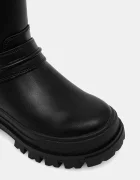 Buffalo Боти Aspha Biker Boot Hi в черно с равна подметка с изолация 1270123-BLK