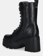 Buffalo Боти Mila Lace Up Mid в черно с дебел ток 1622615-BLK