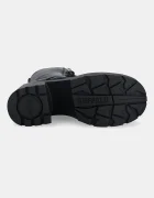 Buffalo Боти Mila Lace Up Mid в черно с дебел ток 1622615-BLK