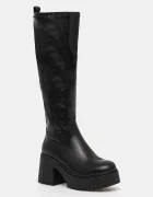 Buffalo Ботуши Mila Hi Boot в черно с дебел ток 1220084-BLK