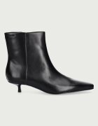 CALVIN KLEIN боти дамски от кожа KITTEN HEEL ANKLE BOOT LTH черни HW0HW03165