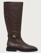 CALVIN KLEIN ботуши под коляното дамски от кожа SQUARE HIGH BOOT LTH MG HDW кафяви HW0HW03187
