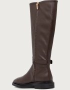 CALVIN KLEIN ботуши под коляното дамски от кожа SQUARE HIGH BOOT LTH MG HDW кафяви HW0HW03187