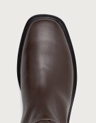 CALVIN KLEIN ботуши под коляното дамски от кожа SQUARE HIGH BOOT LTH MG HDW кафяви HW0HW03187