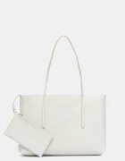 CALVIN KLEIN чанта tote дамска от имитация на кожа бяла LV04F3266G