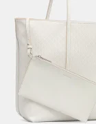 CALVIN KLEIN чанта tote дамска от имитация на кожа бяла LV04F3266G