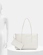 CALVIN KLEIN чанта tote дамска от имитация на кожа бяла LV04F3266G