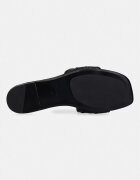 CALVIN KLEIN чехли дамски SQUARE FLAT SNDL WOVEN LTH черни HW0HW03268