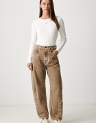 CALVIN KLEIN JEANS блуза с дълги ръкави дамска от памук с еластан бежова LV047H259G