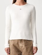 CALVIN KLEIN JEANS блуза с дълги ръкави дамска от памук с еластан бежова LV047H259G