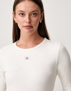 CALVIN KLEIN JEANS блуза с дълги ръкави дамска от памук с еластан бежова LV047H259G