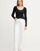 CALVIN KLEIN JEANS блуза с дълги ръкави дамска от памук с еластан черна LV047D218G