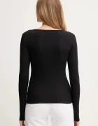 CALVIN KLEIN JEANS блуза с дълги ръкави дамска от памук с еластан черна LV047D218G