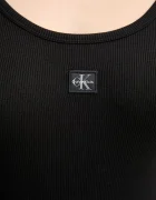 CALVIN KLEIN JEANS блуза с дълги ръкави дамска от памук с еластан черна LV047D218G
