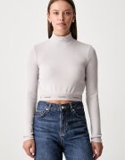 CALVIN KLEIN JEANS блуза с дълги ръкави дамска от памук с еластан сива LV047H240G