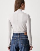CALVIN KLEIN JEANS блуза с дълги ръкави дамска от памук с еластан сива LV047H240G