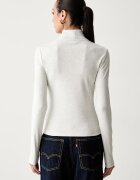 CALVIN KLEIN JEANS блуза с дълги ръкави дамска с памук сива LV047D203G