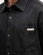 CALVIN KLEIN JEANS Дънкова риза в черно със стандартна кройка с класическа яка LV04RD765G