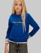 CALVIN KLEIN JEANS Детски памучен суичър в синьо с принт IU0IU00714