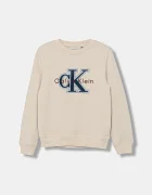 CALVIN KLEIN JEANS Детски суичър в бежово с качулка IB0IB02585