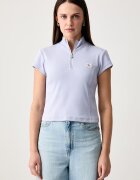 CALVIN KLEIN JEANS къс топ дамски от памук с еластан виолетов LV047G240G