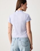 CALVIN KLEIN JEANS къс топ дамски от памук с еластан виолетов LV047G240G