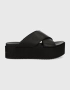 CALVIN KLEIN JEANS Кожени чехли FLATFORM CROSS MG UC