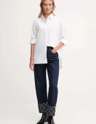 CALVIN KLEIN JEANS Памучна риза дамска в бяло със свободна кройка с класическа яка LV044D167G